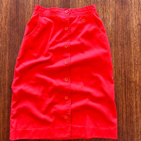 Givenchy Sport - Vintage Red Cotton High Waisted Midi Skirt - Picture 3 of 9